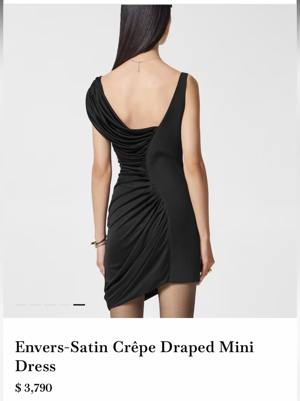 Versace Black One-Shoulder Draped Mini Dress with Gold Accent - Picture 4 of 12